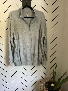 L.l. Bean grey cotton cashmere long sleeve quarter zip sweater